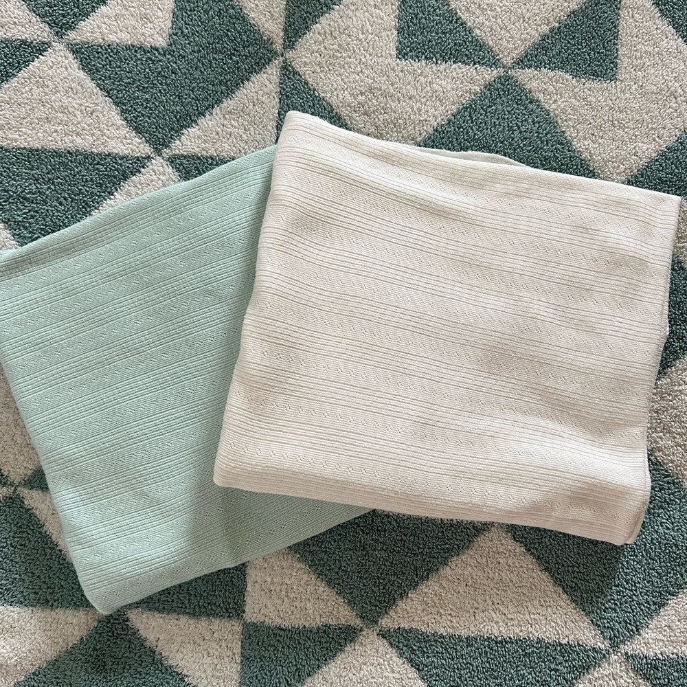 Set of Two Baby Swaddles in Mint and Cream